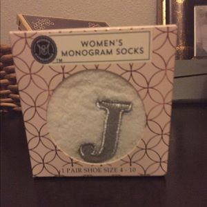 J monogrammed socks.
